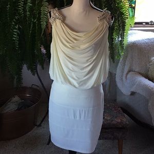 EUC Cachet Ivory Beaded Dress